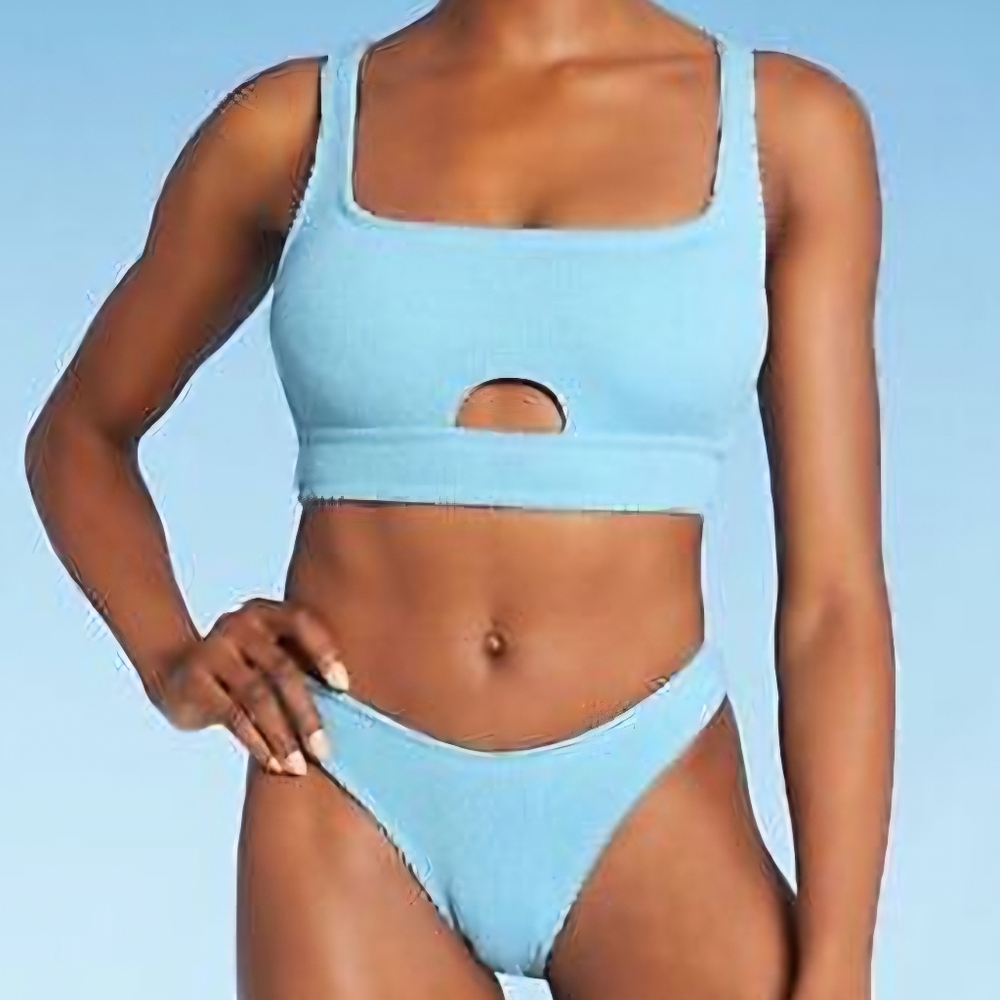 NWT Xhilaration Baby Blue Textured 2 Piece Bikini Set Juniors Size L
